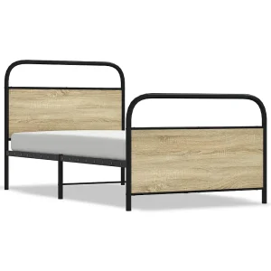 Bedframe zonder matras bewerkt hout sonoma eikenkleur 90×190 cm Bedframe zonder matras bewerkt hout sonoma eikenkleur 90×190 cm