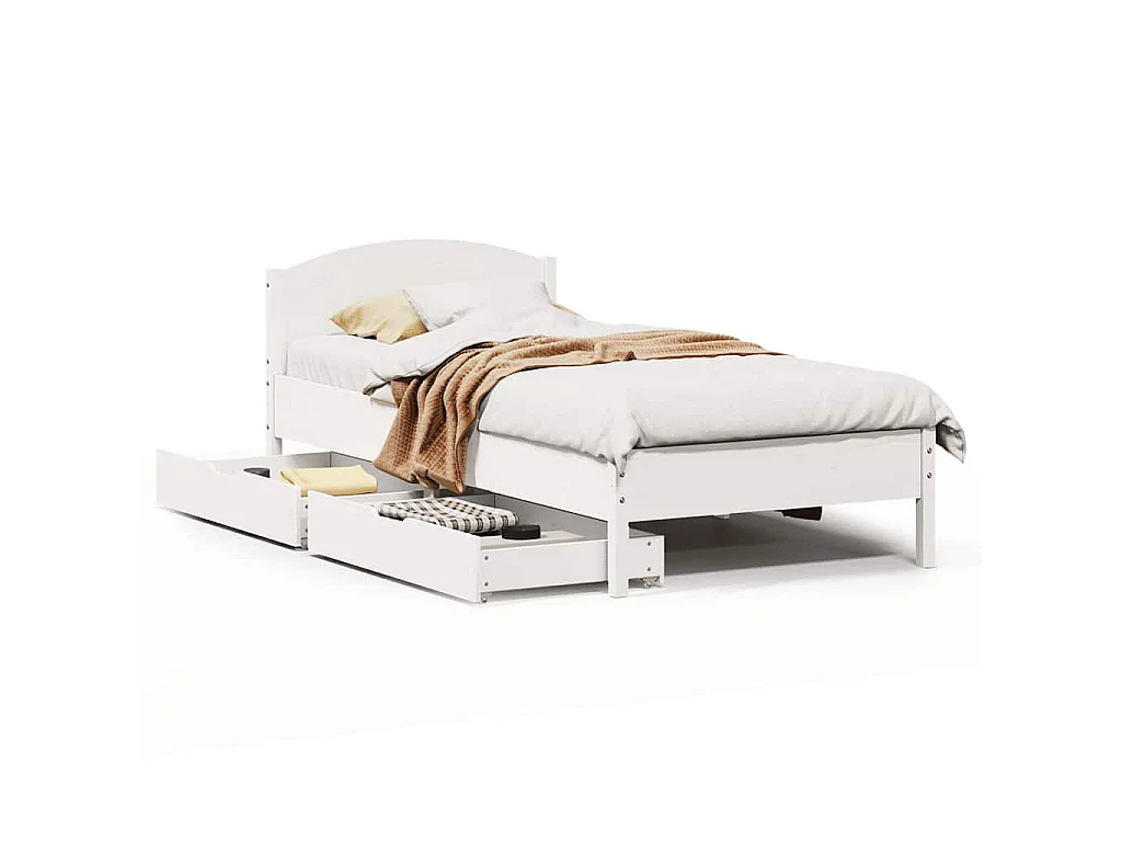 Bedframe zonder matras massief grenenhout wit 140x200 cm