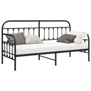Bedframe voor een daybed Zwart 75 x 190 cm Gepoedercoat staal Bedframe voor een daybed Zwart 75 x 190 cm Gepoedercoat staal