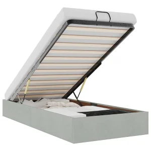 Bedframe zonder matras 90×200 cm fluweel lichtgrijs Bedframe zonder matras 90×200 cm fluweel lichtgrijs