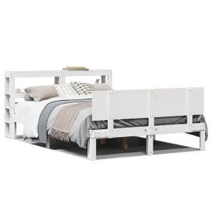 Bedframe met hoofdeinde zonder matras 120×200 cm wit
