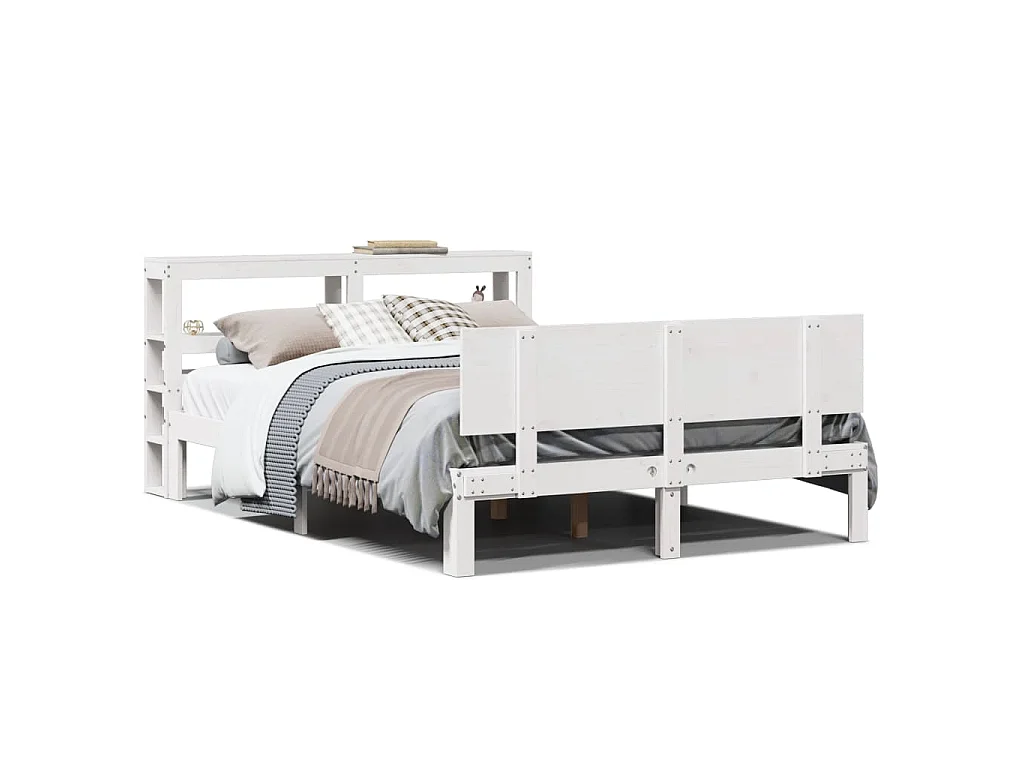 Bedframe met hoofdeinde zonder matras 120x200 cm wit