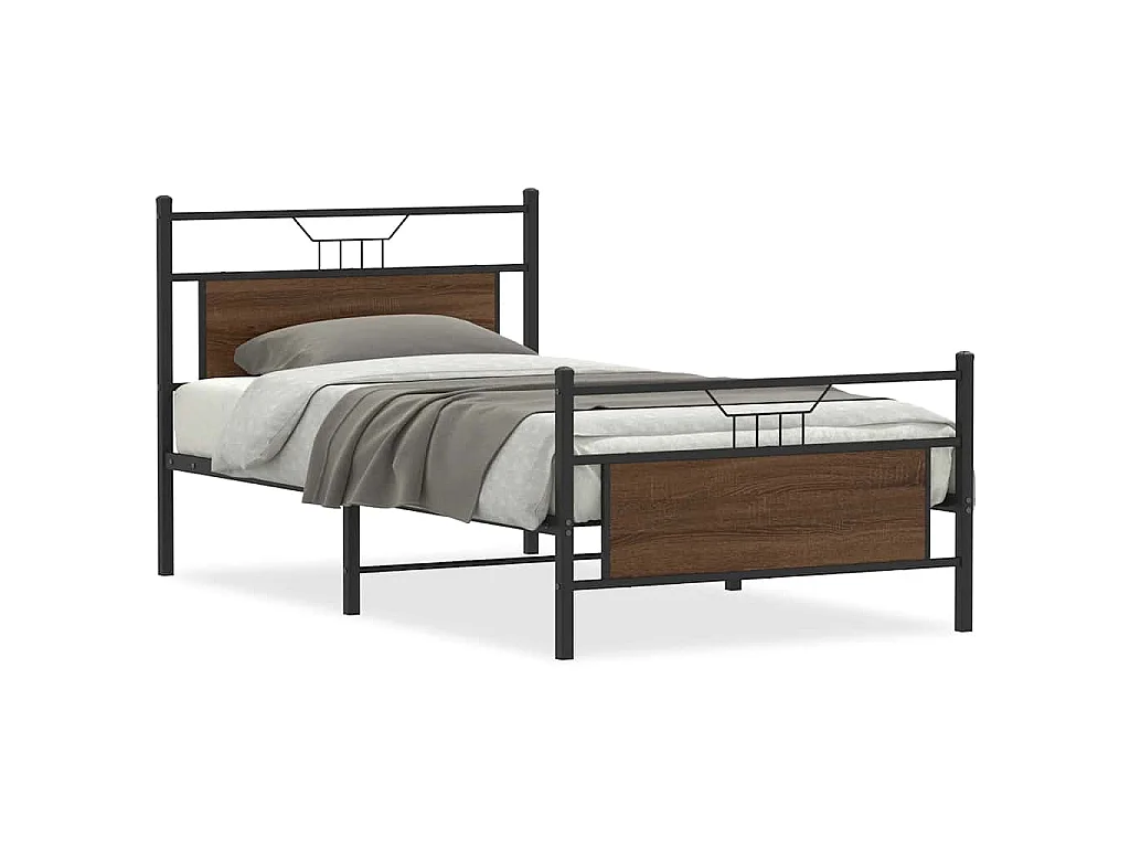 Bedframe zonder matras 107x203 cm spaanplaat bruin eikenkleurig