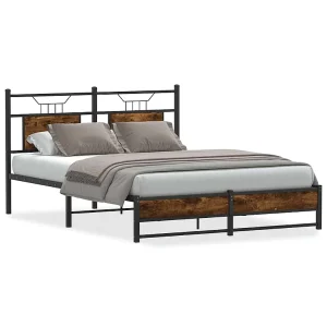 Bedframe zonder matras hout gerookt eikenkleurig 150×200 cm Bedframe zonder matras hout gerookt eikenkleurig 150×200 cm