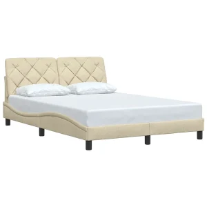 Bedframe zonder matras stof crèmekleurig 140×200 cm