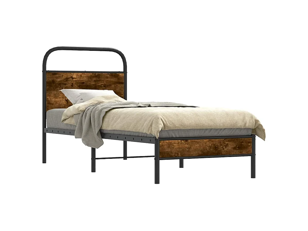 Bedframe zonder matras bewerkt hout gerookt eiken 80x200 cm