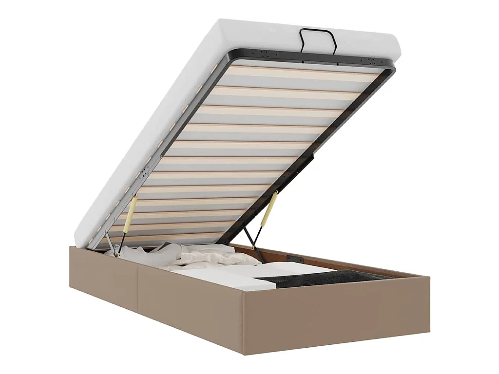 Bedframe zonder matras 90x200 cm kunstleer cappuccinokleurig