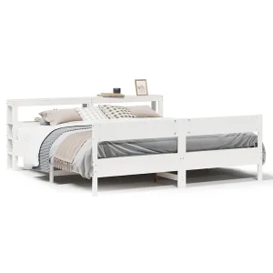 Bedframe zonder matras massief grenenhout wit 200×200 cm