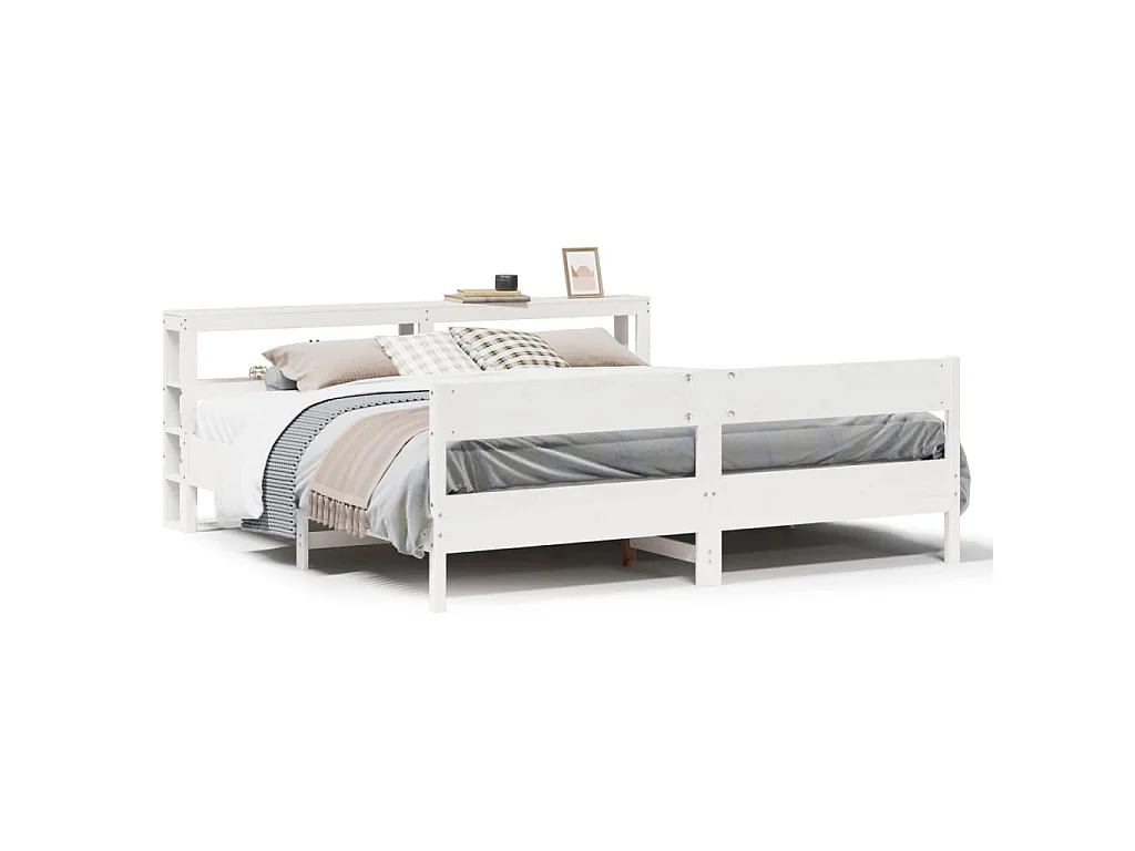 Bedframe zonder matras massief grenenhout wit 200x200 cm