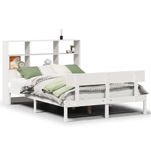 Bed met boekenkast zonder matras grenenhout wit 140×190 cm Bed met boekenkast zonder matras grenenhout wit 140×190 cm