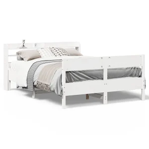 Bedframe zonder matras massief grenenhout wit 140×200 cm Bedframe zonder matras massief grenenhout wit 140×200 cm