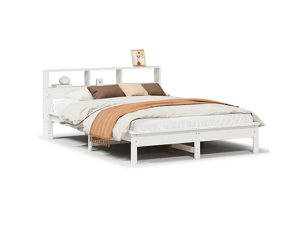 Bedframe zonder matras massief grenenhout wit 150x200 cm