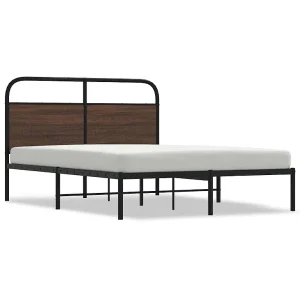 Bedframe zonder matras bewerkt hout bruin eikenkleur 140×190 cm Bedframe zonder matras bewerkt hout bruin eikenkleur 140×190 cm