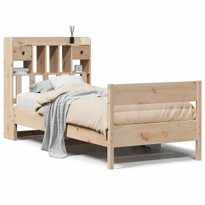 Bed met boekenkast zonder matras massief grenenhout 75×190 cm
