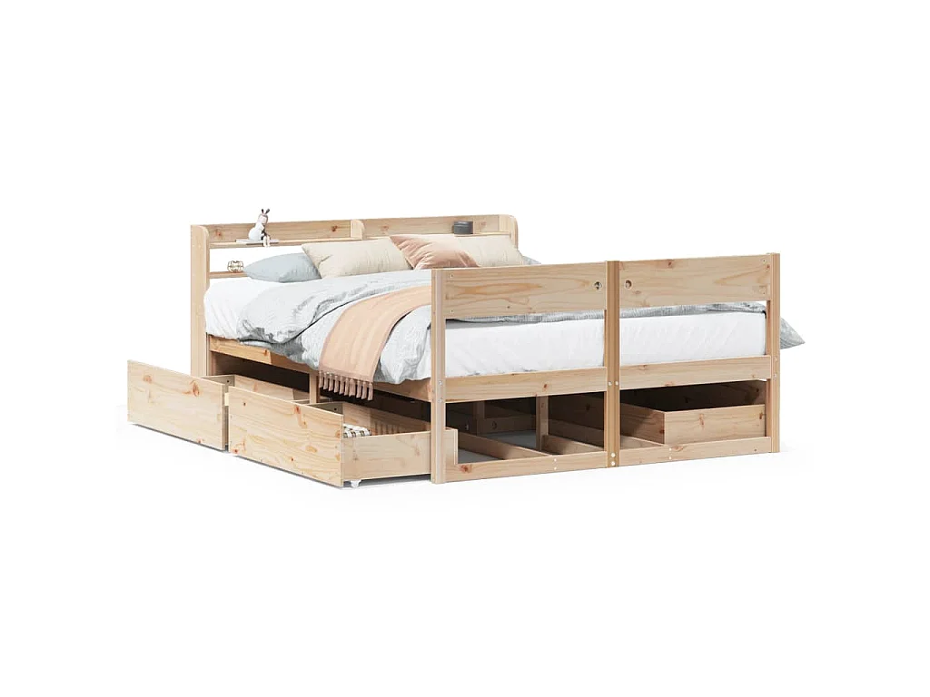 Bedframe zonder matras massief grenenhout 150x200 cm
