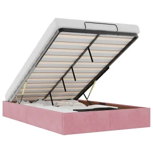 Bedframe zonder matras 120×190 cm fluweel roze Bedframe zonder matras 120×190 cm fluweel roze