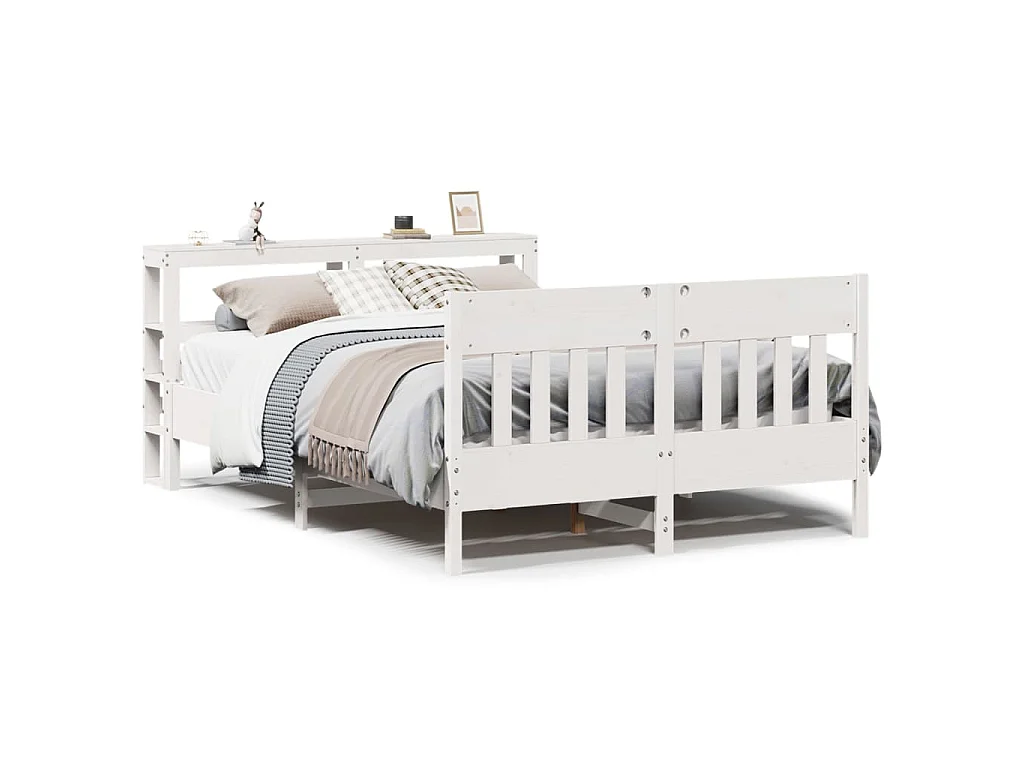 Bedframe zonder matras massief grenenhout wit 160x200 cm