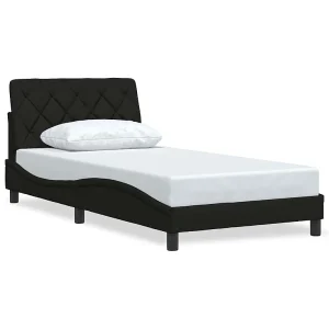 Bedframe zonder matras 100×200 cm stof zwart Bedframe zonder matras 100×200 cm stof zwart