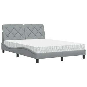 Bed met matras stof lichtgrijs 140×200 cm Bed met matras stof lichtgrijs 140×200 cm