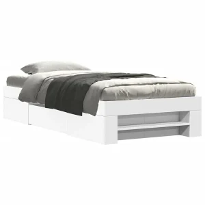 Bedframe bewerkt hout wit 90×200 cm