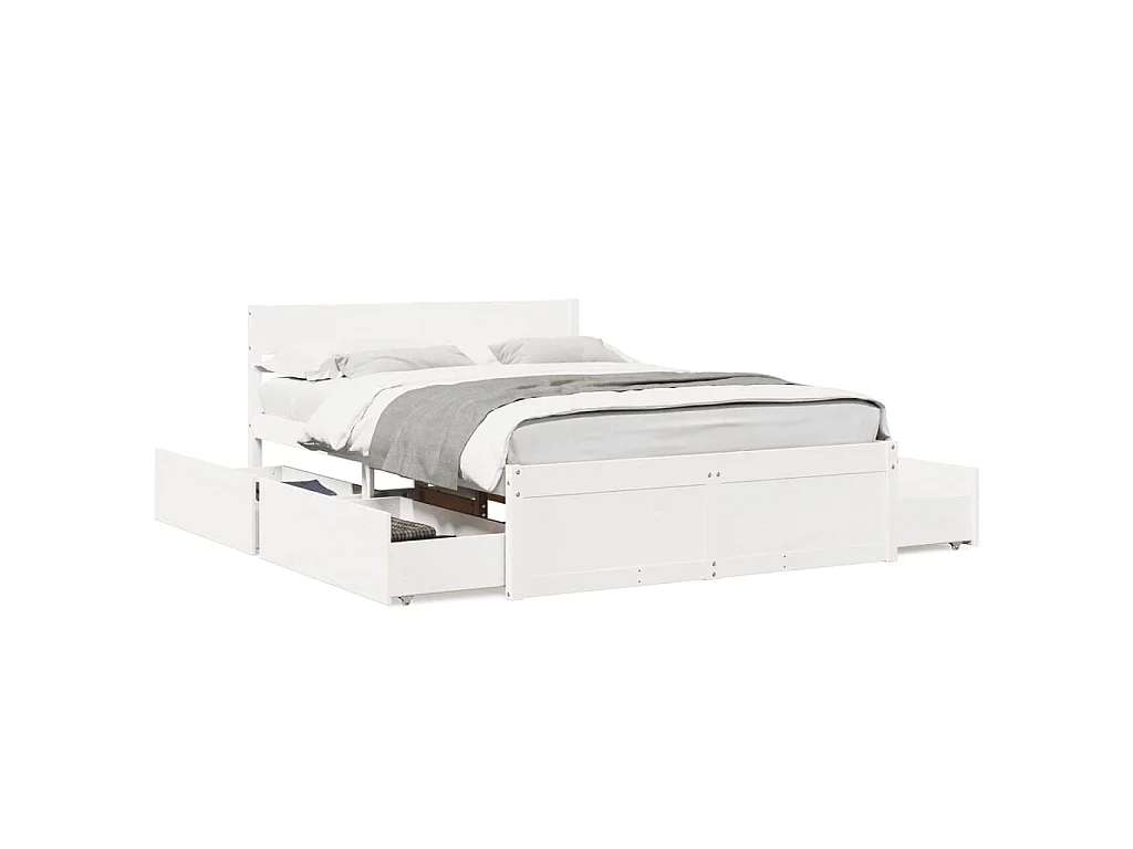 Bedframe zonder matras massief grenenhout wit 120x200 cm