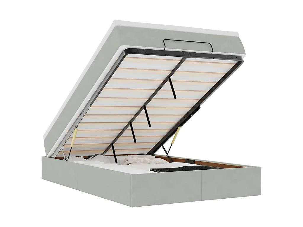 Bed poef met matras 120x190 cm fluweel lichtgrijs