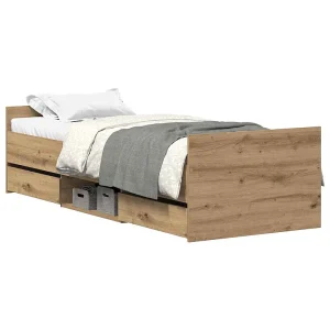 Bedframe zonder matras spaanplaat artisanaal eikenkleurig Bedframe zonder matras spaanplaat artisanaal eikenkleurig
