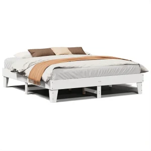 Bedframe zonder matras massief grenenhout wit 200×200 cm