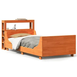 Bedframe zonder matras massief grenenhout wasbruin 75×190 cm Bedframe zonder matras massief grenenhout wasbruin 75×190 cm