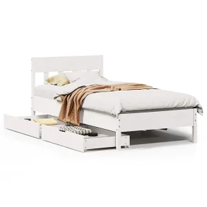 Bedframe zonder matras massief grenenhout wit 90×200 cm Bedframe zonder matras massief grenenhout wit 90×200 cm