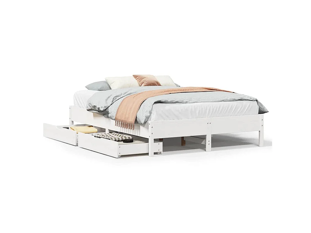 Bedframe zonder matras massief grenenhout wit 140x200 cm