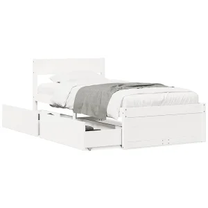 Bedframe zonder matras massief grenenhout wit 90×200 cm Bedframe zonder matras massief grenenhout wit 90×200 cm