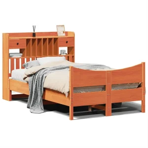 Bedframe zonder matras massief grenenhout wasbruin 135×190 cm Bedframe zonder matras massief grenenhout wasbruin 135×190 cm