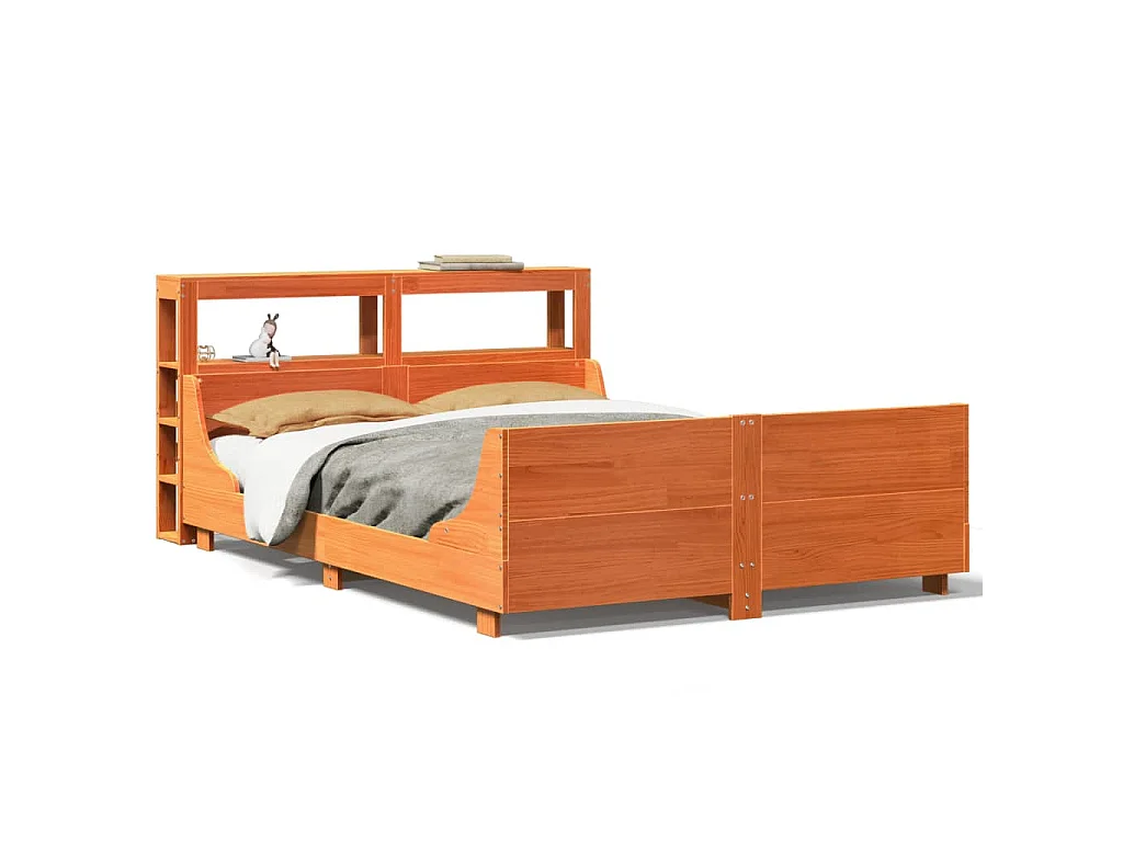 Bedframe zonder matras massief grenenhout wasbruin 120x200 cm