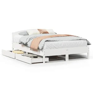 Bedframe zonder matras massief grenenhout wit 160×200 cm Bedframe zonder matras massief grenenhout wit 160×200 cm