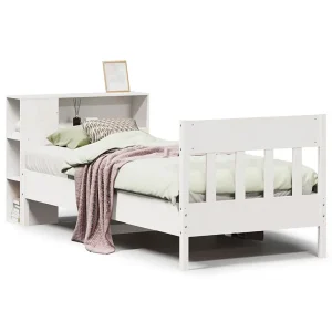 Bed met boekenkast zonder matras grenenhout wit 75×190 cm Bed met boekenkast zonder matras grenenhout wit 75×190 cm