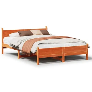 Bedframe zonder matras massief grenenhout wasbruin 140×200 cm Bedframe zonder matras massief grenenhout wasbruin 140×200 cm