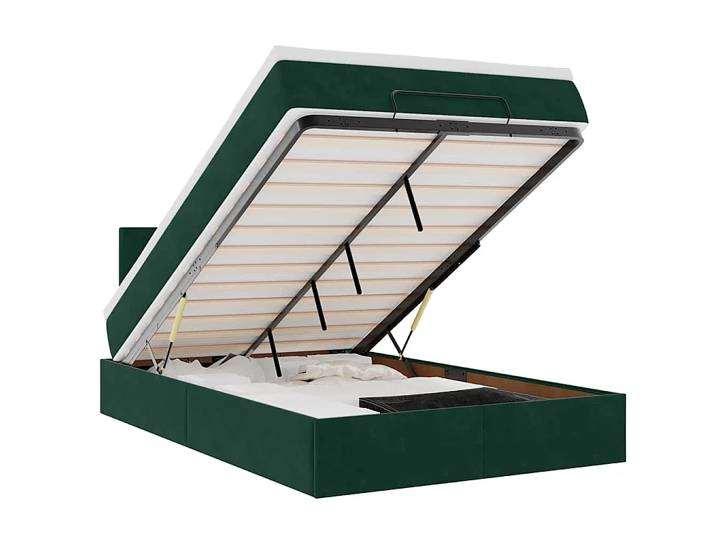 Bed poef met matras en LED's 120x190 cm fluweel donkergroen