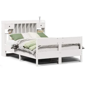 Bed met boekenkast zonder matras grenenhout wit 140×200 cm Bed met boekenkast zonder matras grenenhout wit 140×200 cm