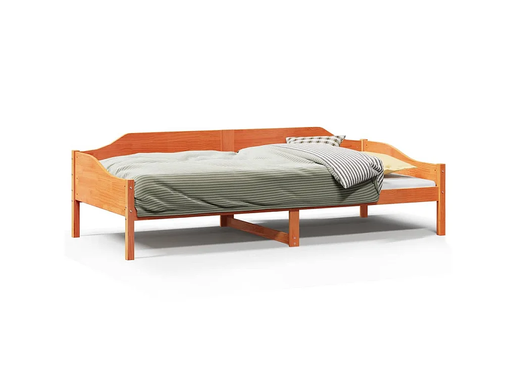 Bedframe zonder matras massief grenenhout wasbruin 90x190 cm