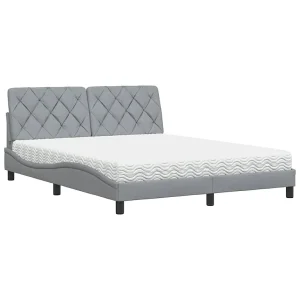 Bed met matras stof lichtgrijs 160×200 cm Bed met matras stof lichtgrijs 160×200 cm