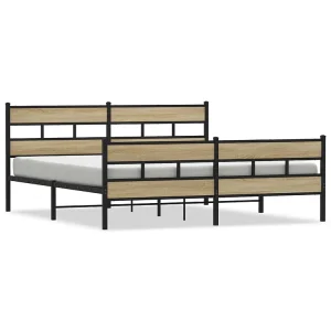 Bedframe zonder matras metaal sonoma eikenkleur 200×200 cm Bedframe zonder matras metaal sonoma eikenkleur 200×200 cm