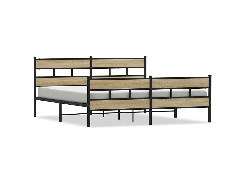 Bedframe zonder matras metaal sonoma eikenkleur 200x200 cm