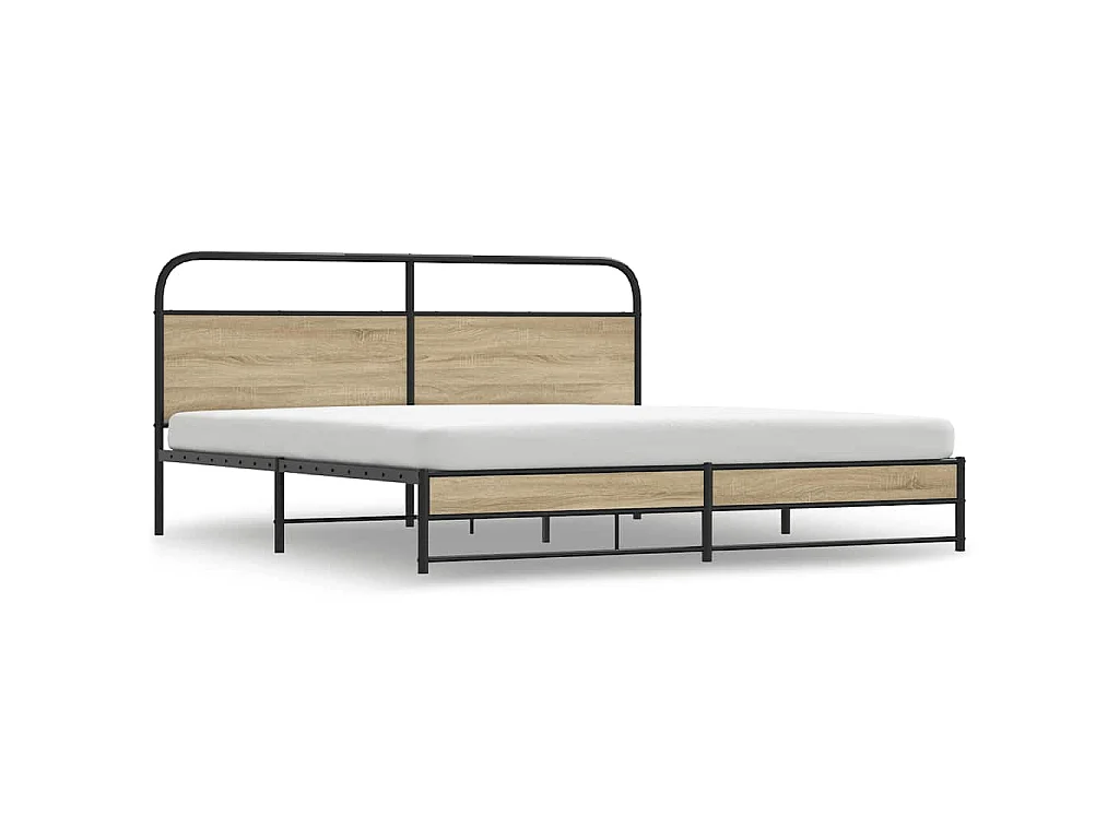 Bedframe zonder matras metaal gerookt eikenkleurig 183x213 cm