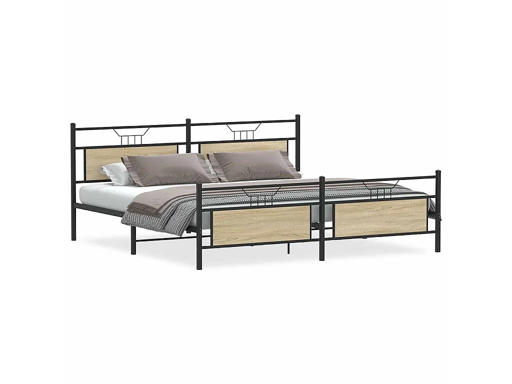 Bedframe zonder matras metaal sonoma eikenkleur 200x200 cm
