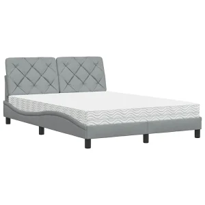 Bed met matras stof lichtgrijs 140×190 cm Bed met matras stof lichtgrijs 140×190 cm