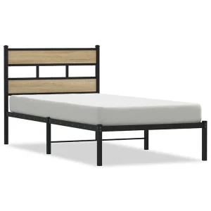 Bedframe zonder matras metaal sonoma eikenkleurig 100×200 cm