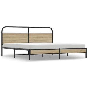 Bedframe zonder matras metaal gerookt eikenkleurig 180×200 cm Bedframe zonder matras metaal gerookt eikenkleurig 180×200 cm