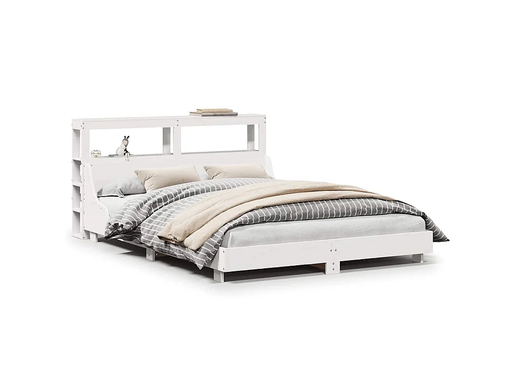 Bedframe zonder matras massief grenenhout wit 120x190 cm