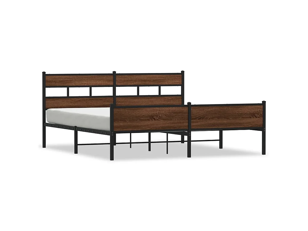 Bedframe zonder matras metaal bruin eikenkleur 183x213 cm
